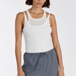 DISSH White Double Strap Tank Top